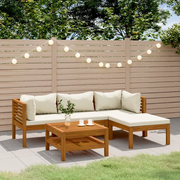 Set Divani da Giardino 5 pz con Cuscini Crema in Legno Acacia cod mxl 39436