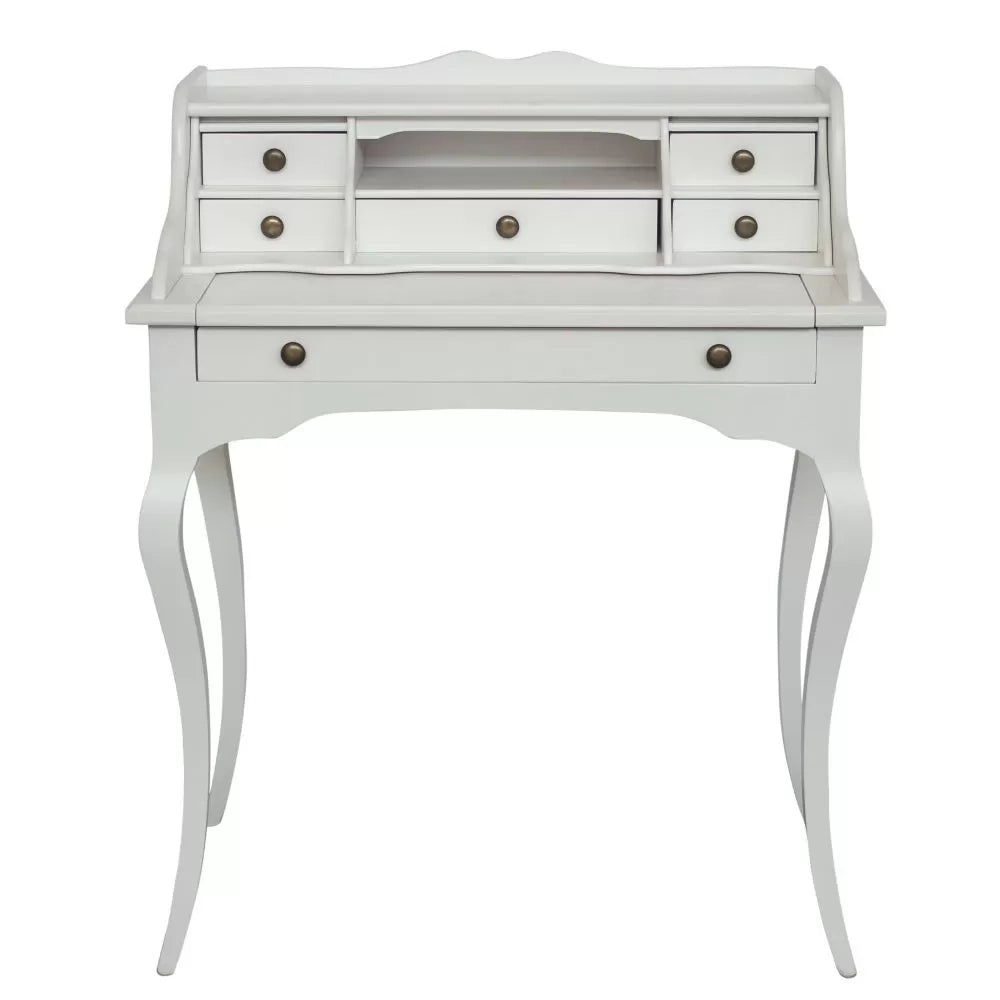 Scrivania classica 6 cassetti piano estraibile legno bianco 78x50x95 - Mobili 2G