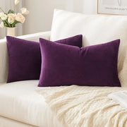 Set di 2 cuscini di velluto, copricuscino decorativo per uso domestico, cuscino morbido per divano, camera da letto, soggiorno, 30 x 50 cm, viola