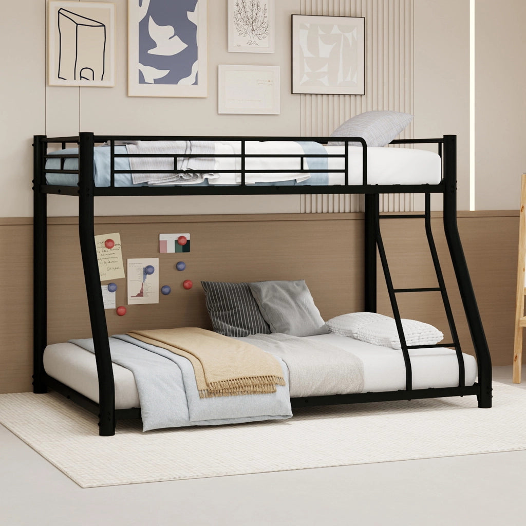 Letto a castello twin over full in ferro nero 105x200 cm