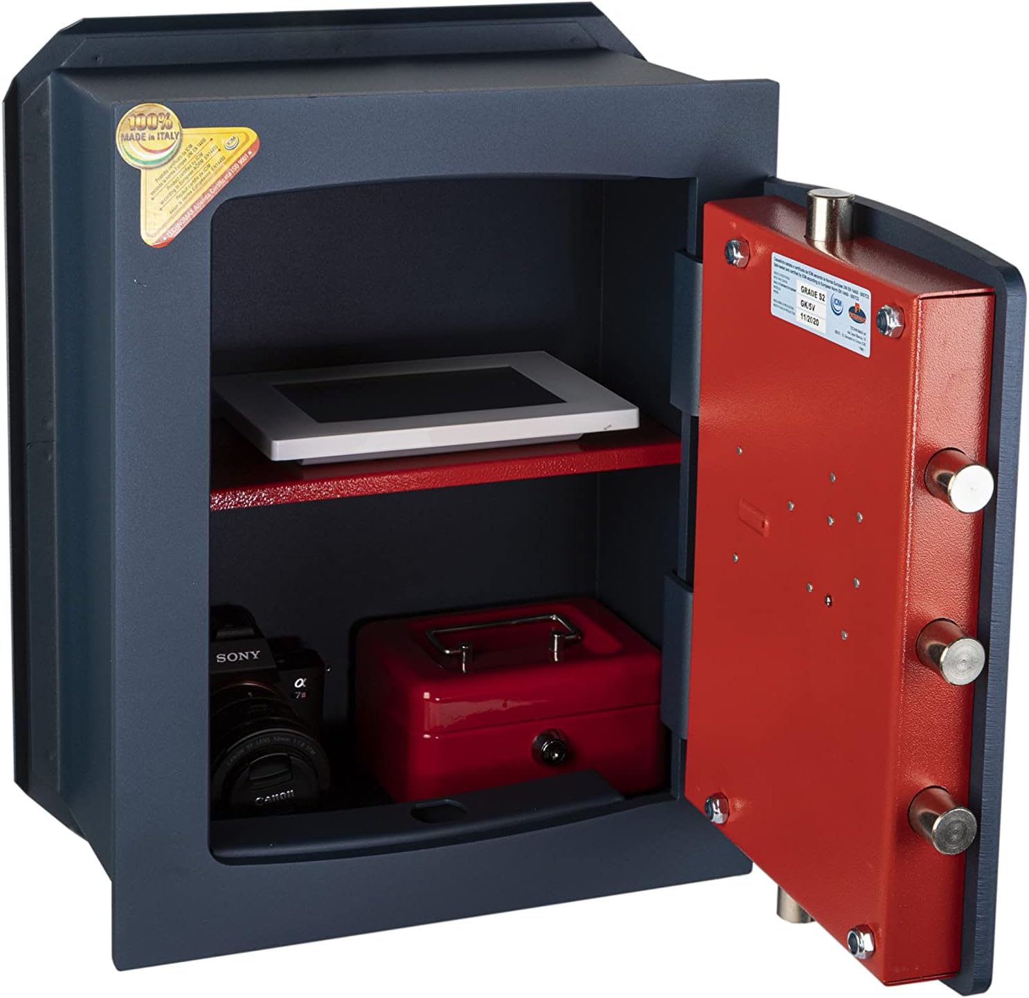 Cassaforte Verticale a Muro 42x34x20 cm con Chiave Technomax Serie Gold