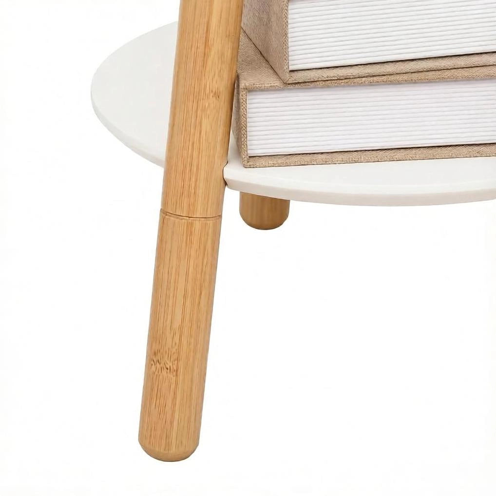 Appendiabiti 39.5x39.5x171 cm con 5 ganci e ripiano rotondo in bambù; bianco