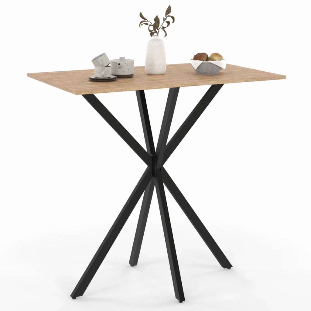 IDMarket - Tavolo bar rettangolare ALIX con gamba in legno e ragno nero 100 cm