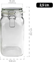Set di conservazione 6x 2,5 l, made in Germany, contenitori di vetro con coperchio e chiusura a vite per conservazione a vuoto, sterilizzazione e servizio, vetro, trasparente