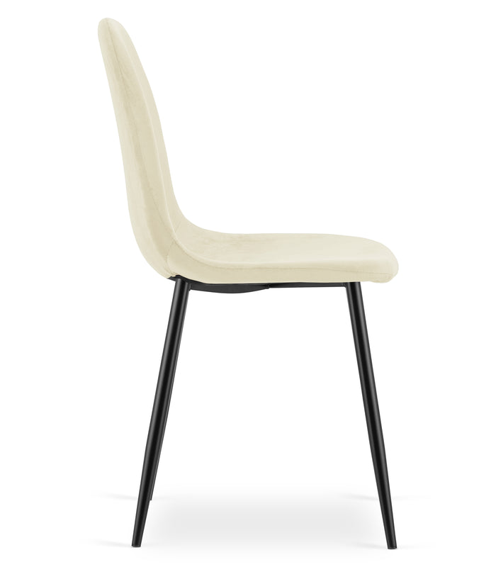 Sedia VALORA COMO - Ergonomica in velluto beige per soggiorno x 3