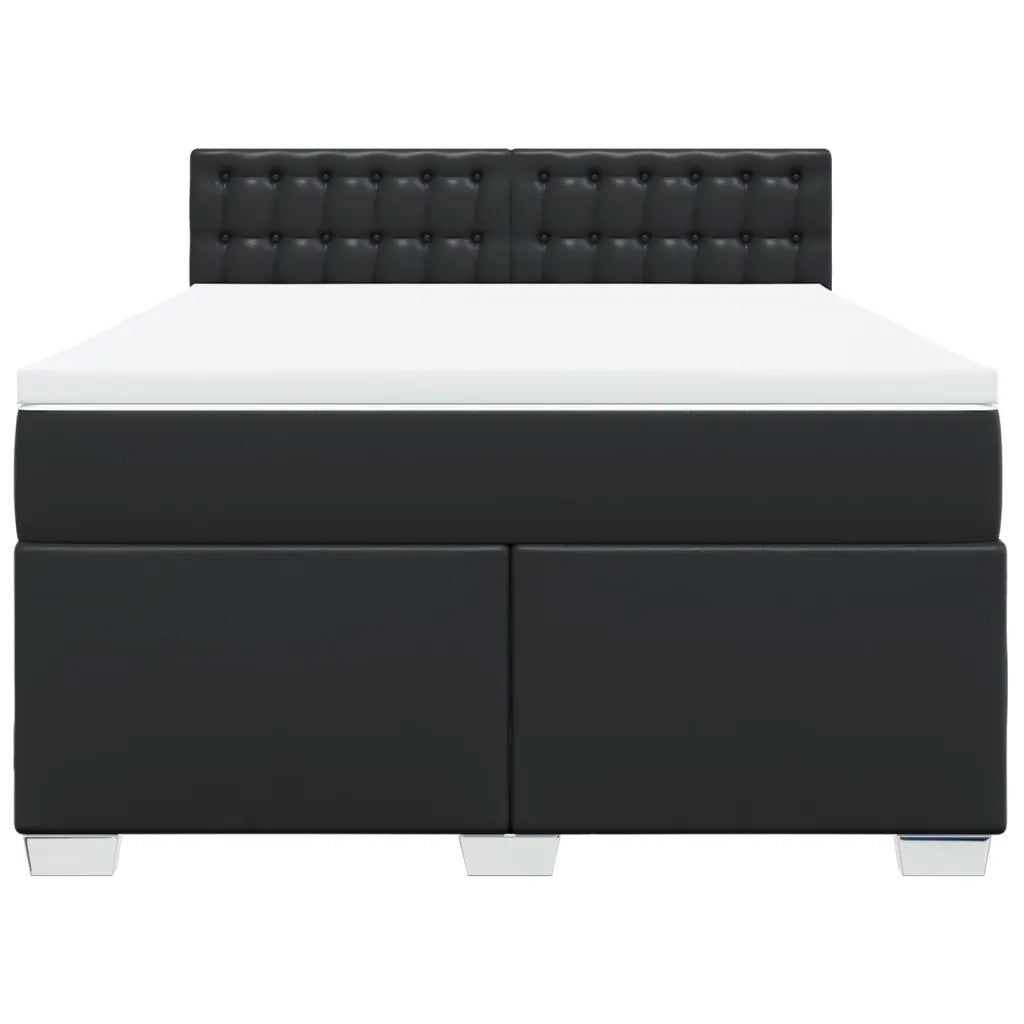 Giroletto a Molle con Materasso Nero 140x200 cm in Similpelle
