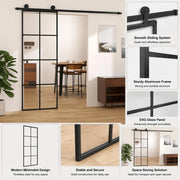 Sliding Door Black 76x205 Cm Tempered Safety Glass And Aluminum