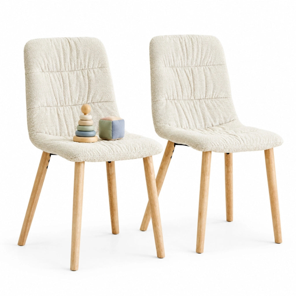 Sedia da pranzo 88 cm bianca in tessuto, set da 2, stile nordico per cucina