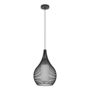 Lampadario A Sospensione Contemporaneo Razoni 1 Acciaio Nero Vetro 1 Luce E27