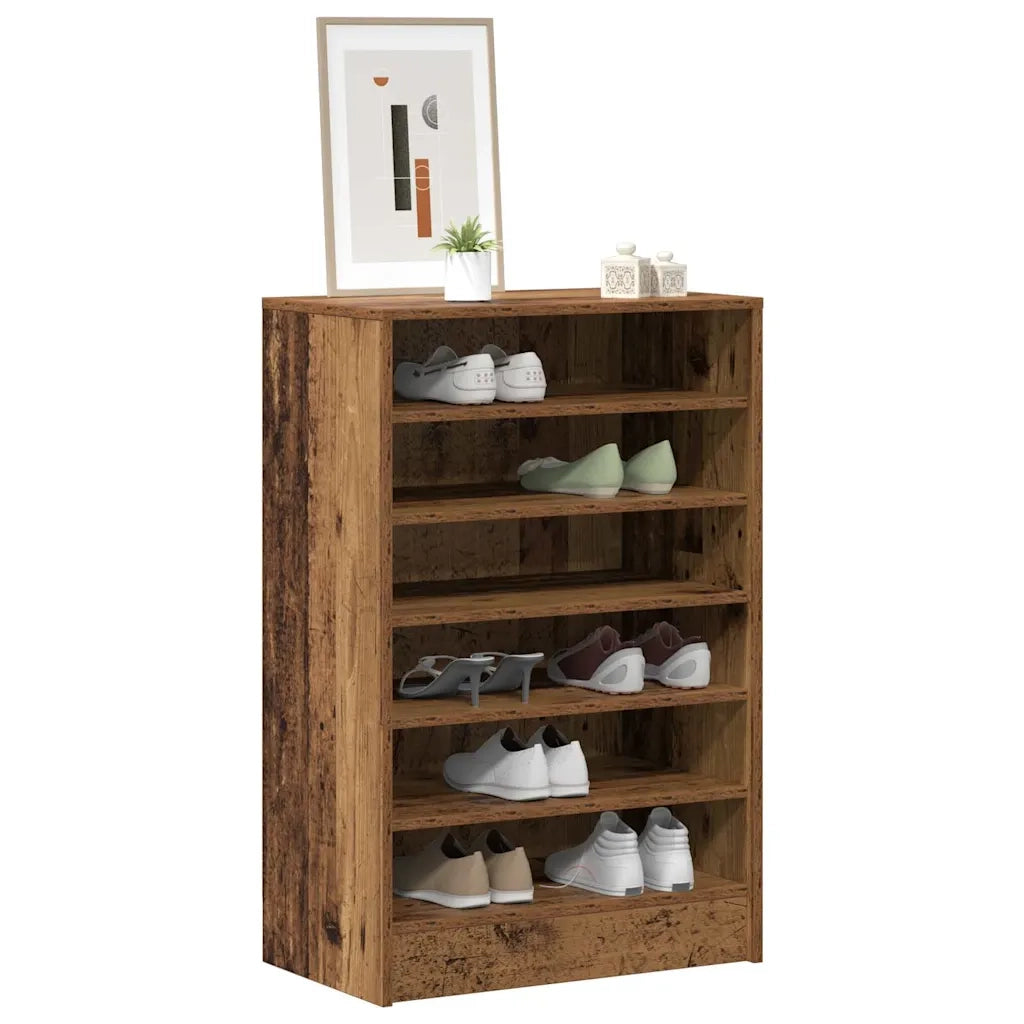 Scarpiera-Scaffale per scarpe Legno Antico 60x35x92 cm in Legno Multistrato 577376