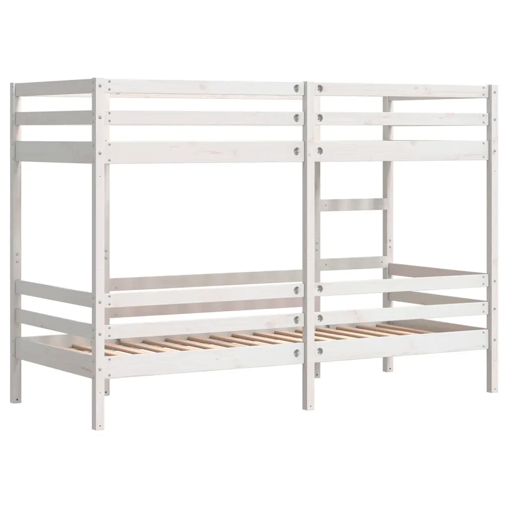 Letto singolo | Letto per adulti | Letto a Castello Bianco 90x200 cm in Legno Massello di Pino