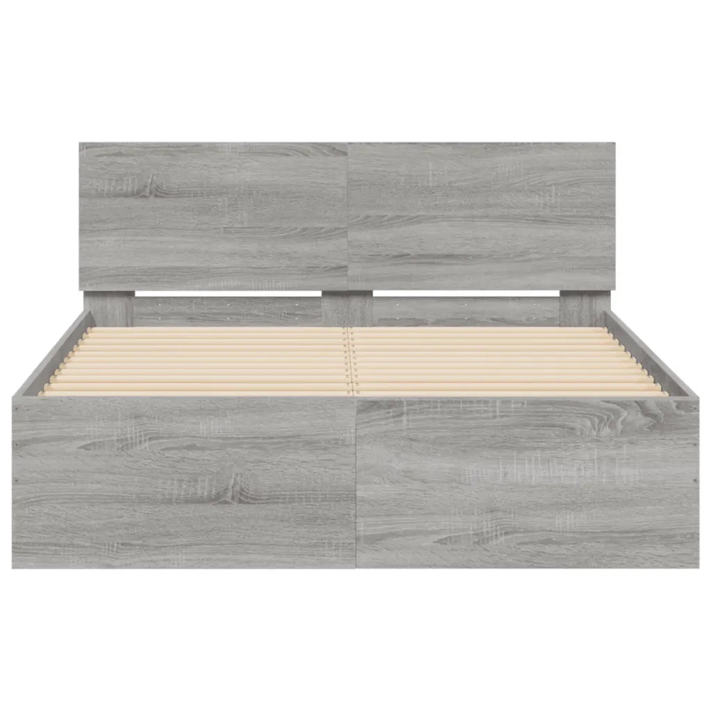 Giroletto con Testiera-Struttura Letto con testiera Grigio Sonoma 120x200 cm