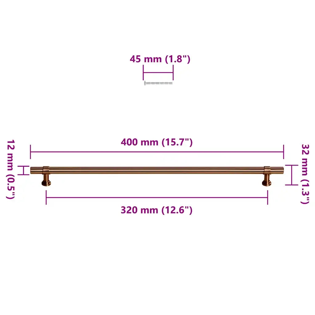 Maniglie per Mobili 5pz Bronzo 320mm in Acciaio Inox