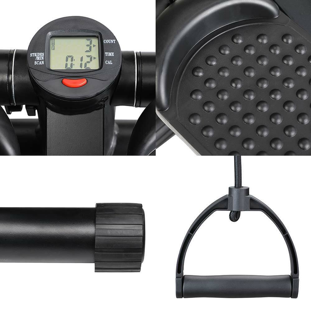 Stepper Allenamento Cardio Fitness Palestra Antiscivolo + Manubri Elastici Nero