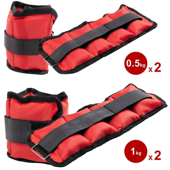 Set 4 Pesi Polsi e Caviglie 2 kg + 1 kg Allenamento Palestra Aerobica Fitness