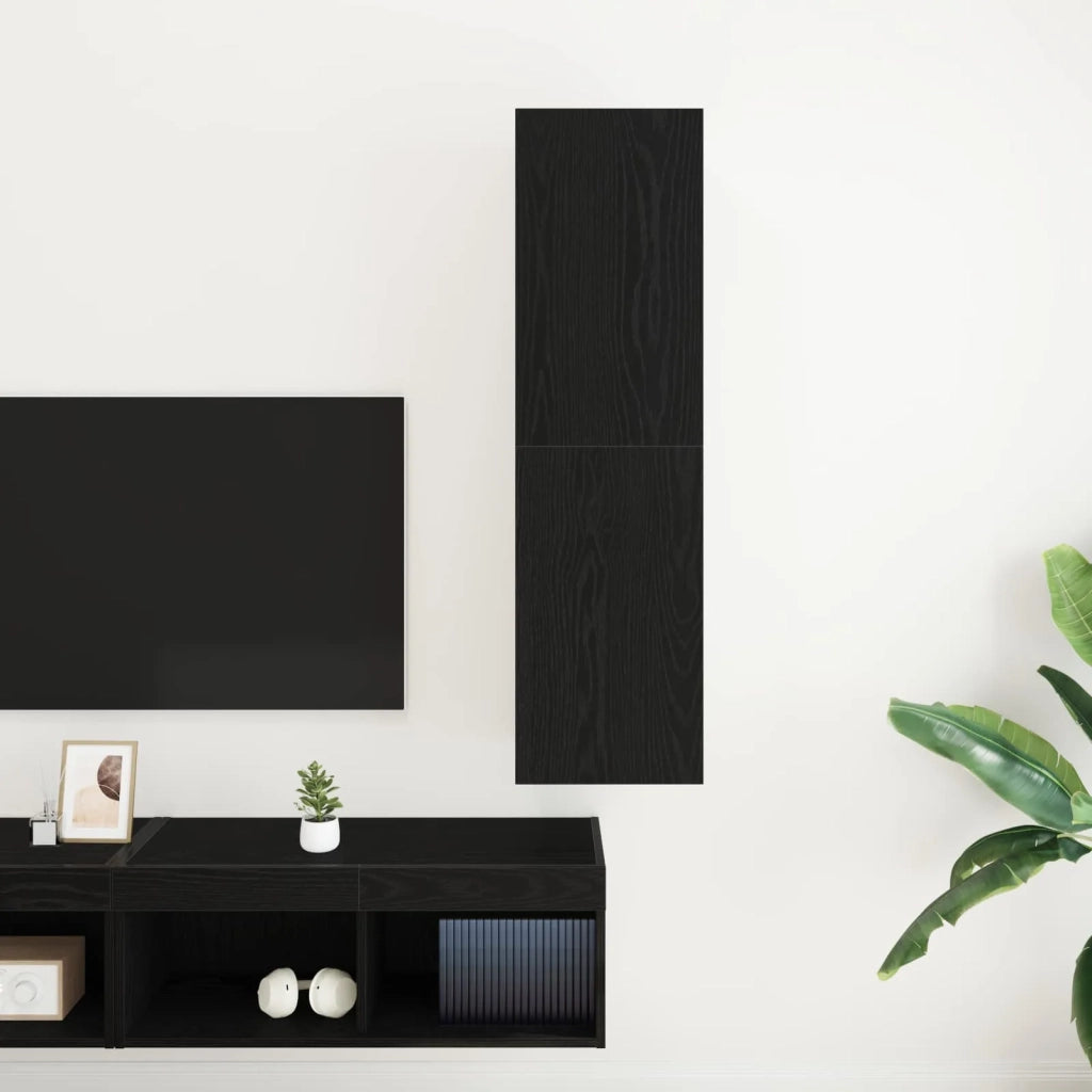 Mobile TV da Parete | Armadietto TV | Mobile Porta TV Rovere Nero 30,5 x 30 x 110 cm