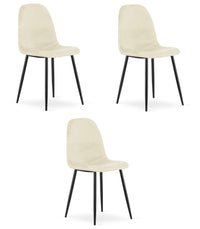 Sedia VALORA COMO - Ergonomica in velluto beige per soggiorno x 3