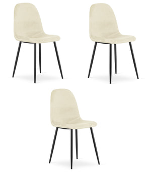 Sedia VALORA COMO - Ergonomica in velluto beige per soggiorno x 3