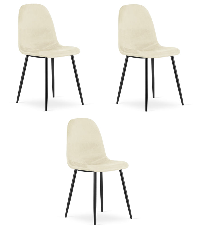 Sedia VALORA COMO - Ergonomica in velluto beige per soggiorno x 3