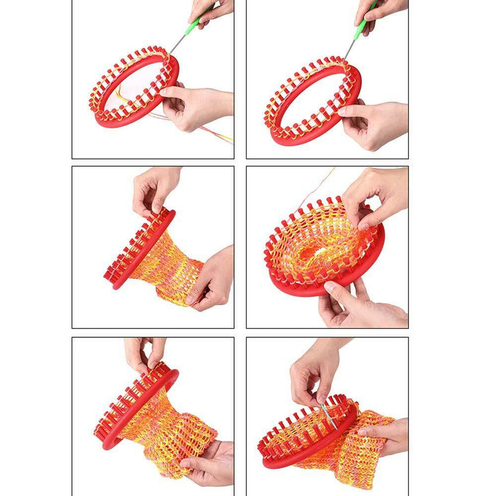 Set Telaio Maglia Uncinetti Circolare 4pz Accessori Ferri Ago Unicnetto Cappelli