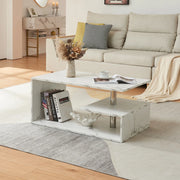 Tavolino da Salotto Haarlem con 3 Piani 90 x 50 x 41 cm - Effetto Marmo Bianco [en.casa]