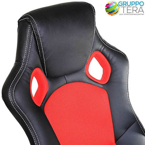 Sedia Poltrona da Ufficio Direzionale Ruote Girevoli Sportiva Race Gaming Rosso