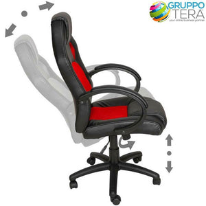 Sedia Poltrona da Ufficio Direzionale Ruote Girevoli Sportiva Race Gaming Rosso