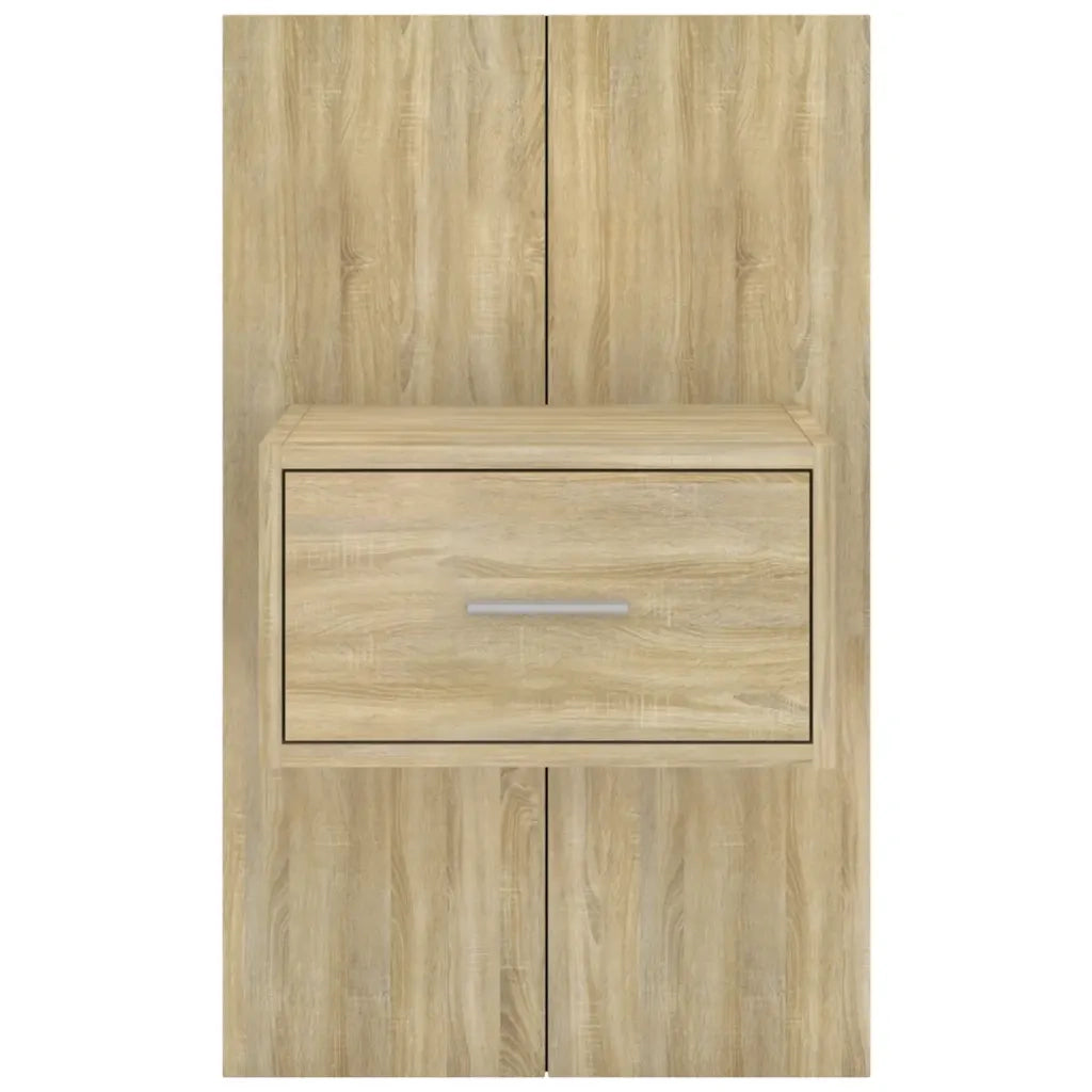 Set di 2 Comodini | Armadio da Notte | Mobiletto da notte a Muro Rovere Sonoma