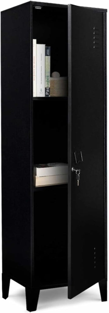 Armadietto ESTER con porta in metallo nero, design industriale
