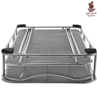 Contenitore Cassetto Porta Cialde Capsule Caffe' Metallo Estraibile Lungo Silver