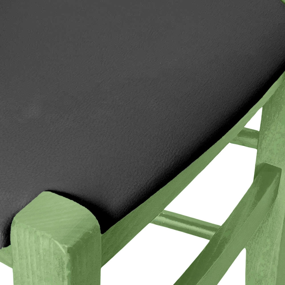 Sedie da pranzo Venezia in legno verde con seduta in similpelle antracite