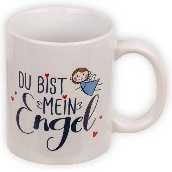 Angelo della mia vita - stile ceramico - versatile e ideale per uso quotidiano - 9 x 8 cm - 300 ml - bianco con disegno colorato - cura amorevole