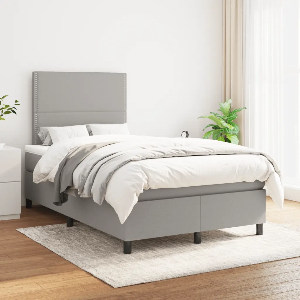 Giroletto a Molle con Materasso Grigio Chiaro 120x190cm Tessuto