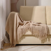 Banchetto in panno di lana a maglia 130x240 cm, morbido e confortevole, adatto per divano e letto - Khaki