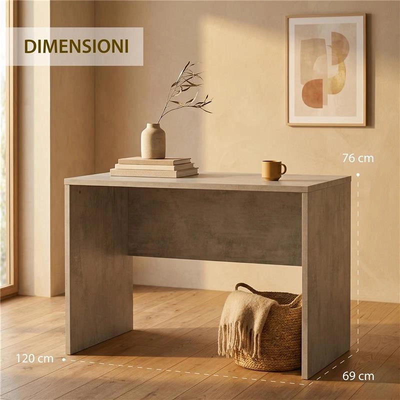 SCRIVANIA RETTANGOLARE MODERNA PER CAMERA DIMENSIONI 76X120X69 CM, COLORE CEMENTO