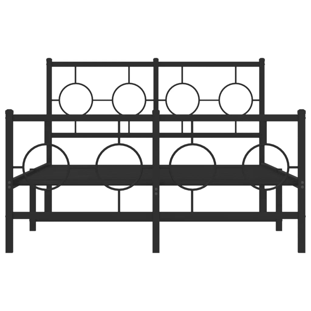 Giroletto con Testiera e Pediera Metallo Nero 120x200 cm 376242