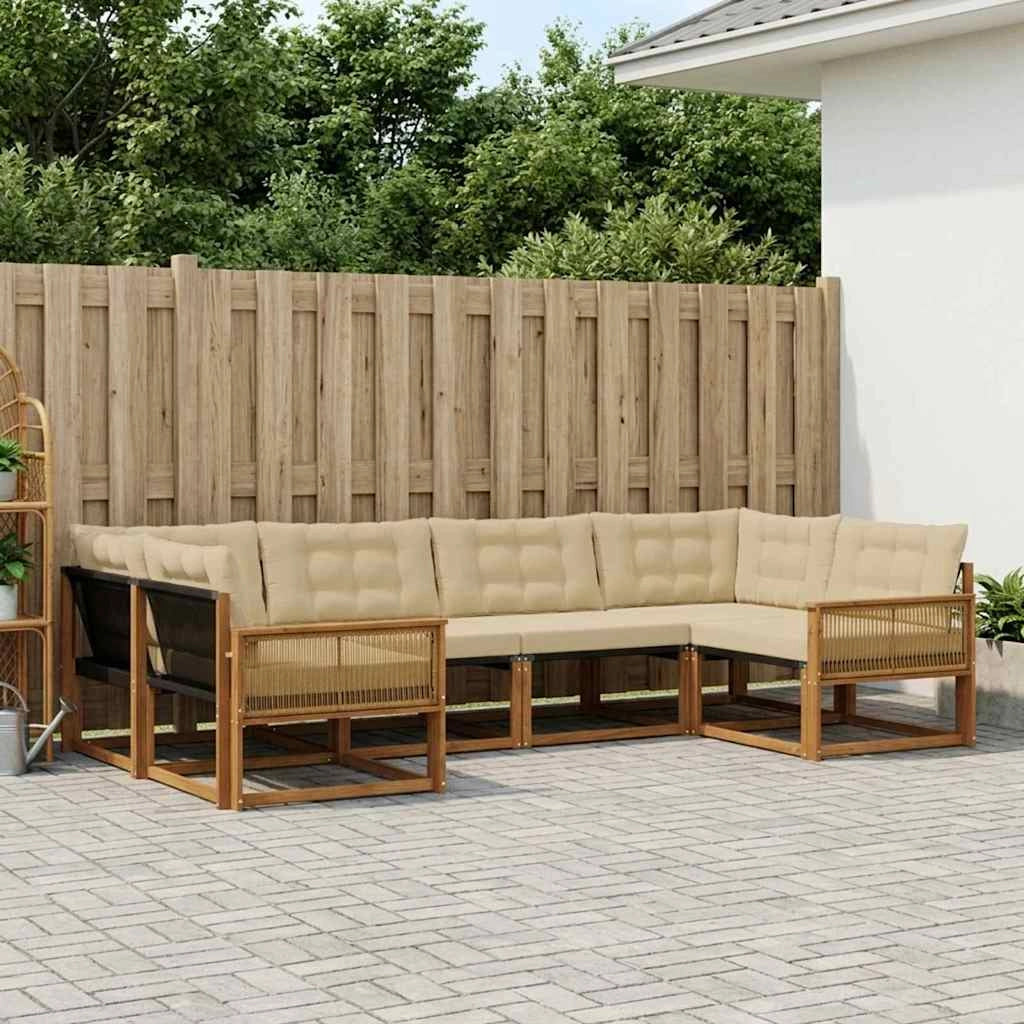 Set di divani da esterno 6 pz Naturale e Beige 3381653