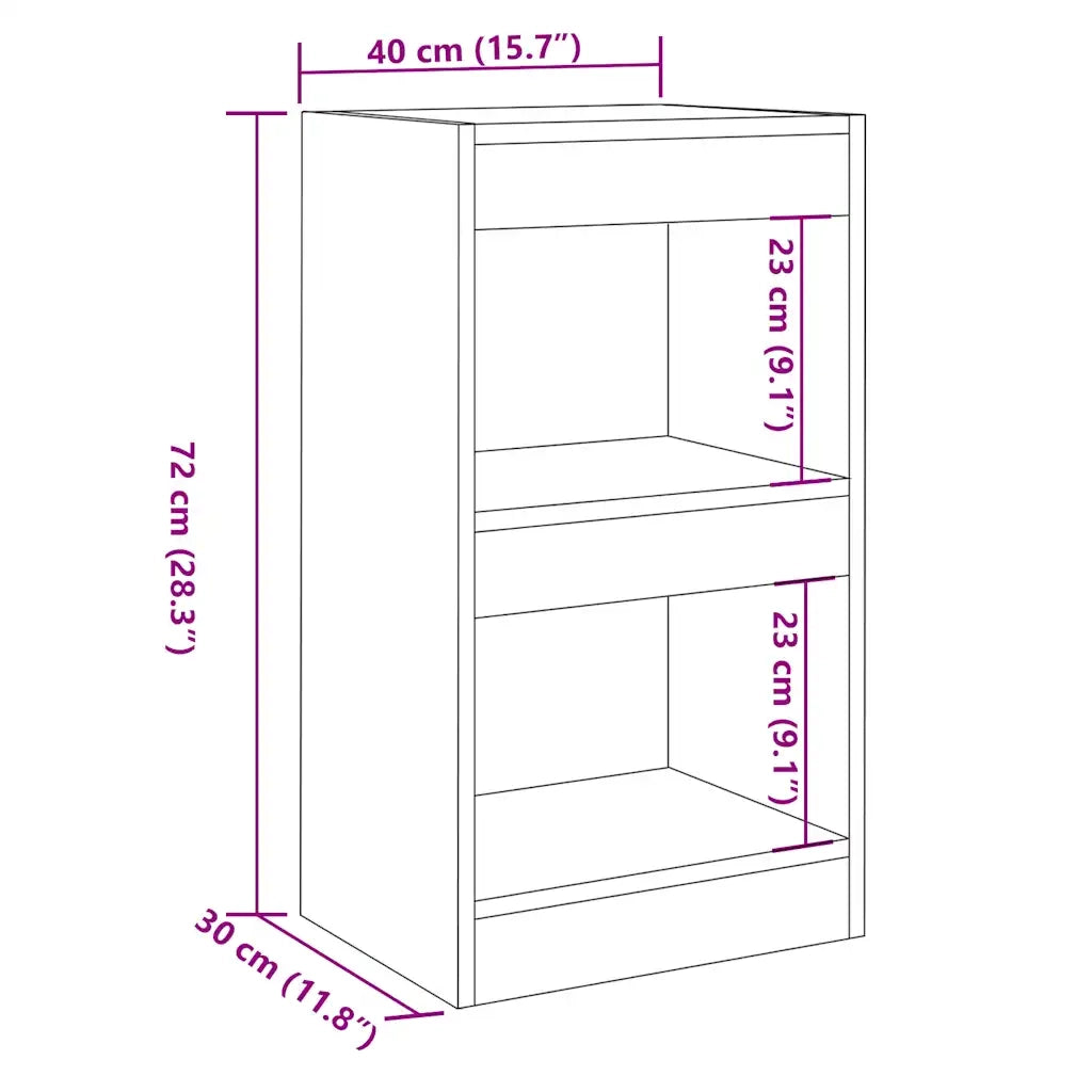 Libreria Divisorio-Scaffale per Libri-Mobile di Stoccaggio in Legno Vecchio 40x30x72 cm