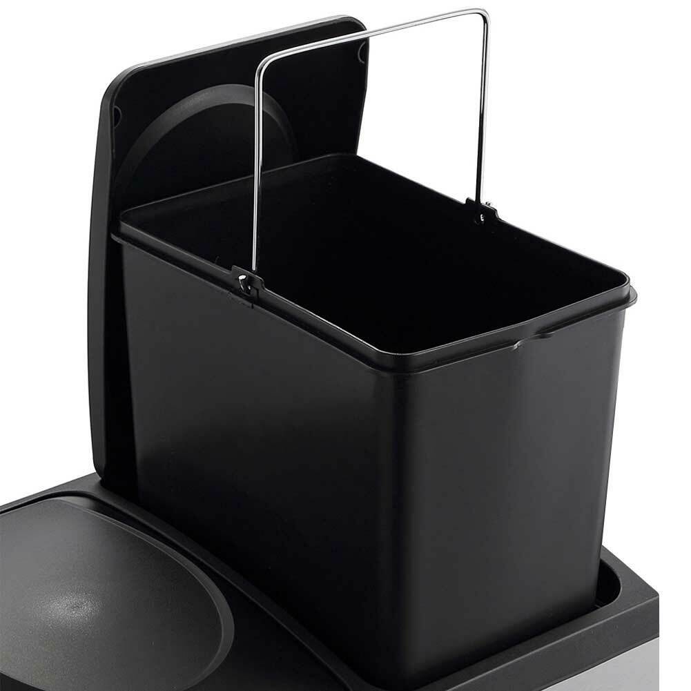 Pattumiera Raccolta Differenziata 30 LT Acciaio 2 Spazi Bidone Spazzatura Pedale