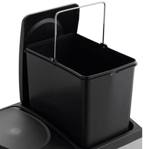 Pattumiera Raccolta Differenziata 30 LT Acciaio 2 Spazi Bidone Spazzatura Pedale