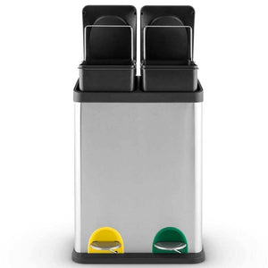 Pattumiera Raccolta Differenziata 30 LT Acciaio 2 Spazi Bidone Spazzatura Pedale