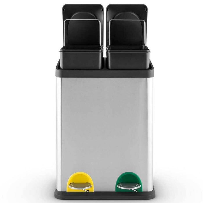 Pattumiera Raccolta Differenziata 30 LT Acciaio 2 Spazi Bidone Spazzatura Pedale