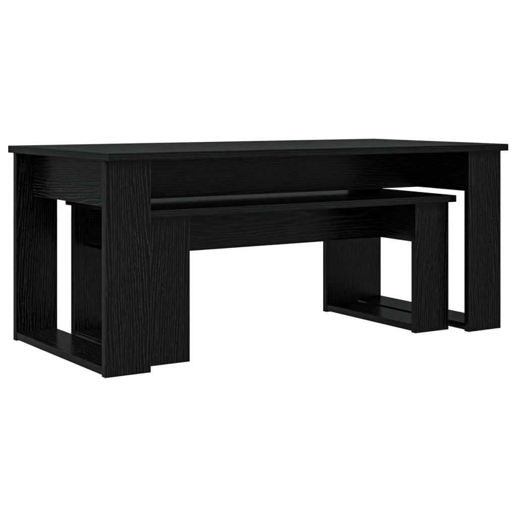 Set di Tavolini da Caffè 2 pcs Rovere Nero Legno multistrato