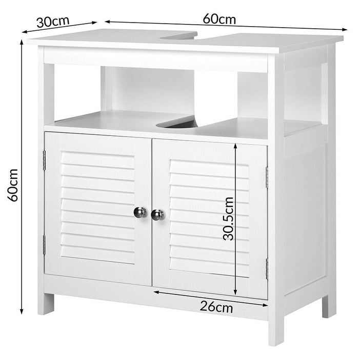 Mobile Mobiletto Armadietto Bagno Lavandino Lavabo Con Due Ante Legno Bianco