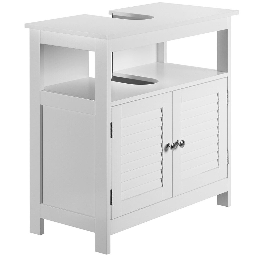 Mobile Mobiletto Armadietto Bagno Lavandino Lavabo Con Due Ante Legno Bianco