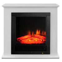 Camino Elettrico Da Terra Caminetto Lugano 1800W Effetto Fuoco + Cornice Bianca