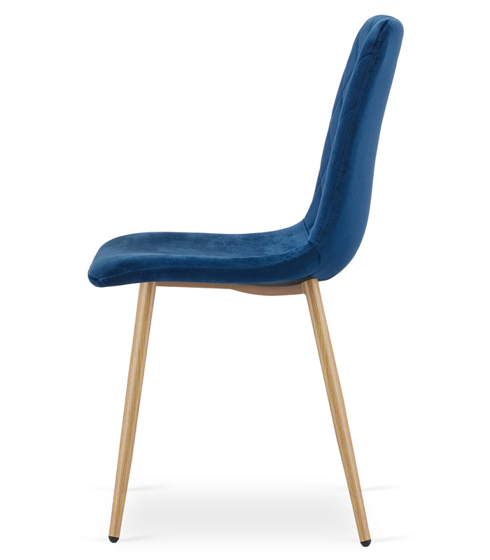 Sedia VALORA TURIN - Velluto blu navy con gambe color legno x 1