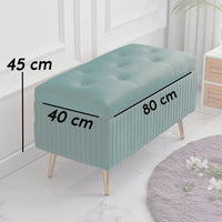 Pouf Contenitore Panca in Velluto Rettangolare Morbido Capiente Divanetto Verde