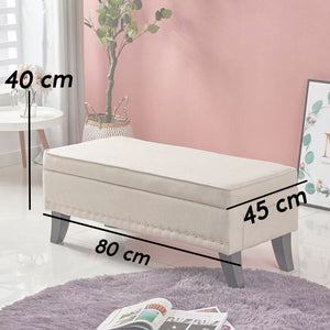 Pouf Panca Contenitore in Lino Rettangolare Morbido Capiente Divanetto Divano