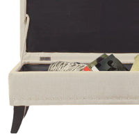 Pouf Panca Contenitore in Lino Rettangolare Morbido Capiente Divanetto Divano